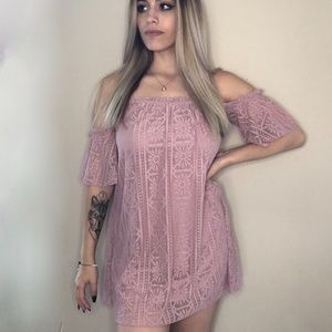 NEW Love Fire Pink Lace Cold Shoulder Dress